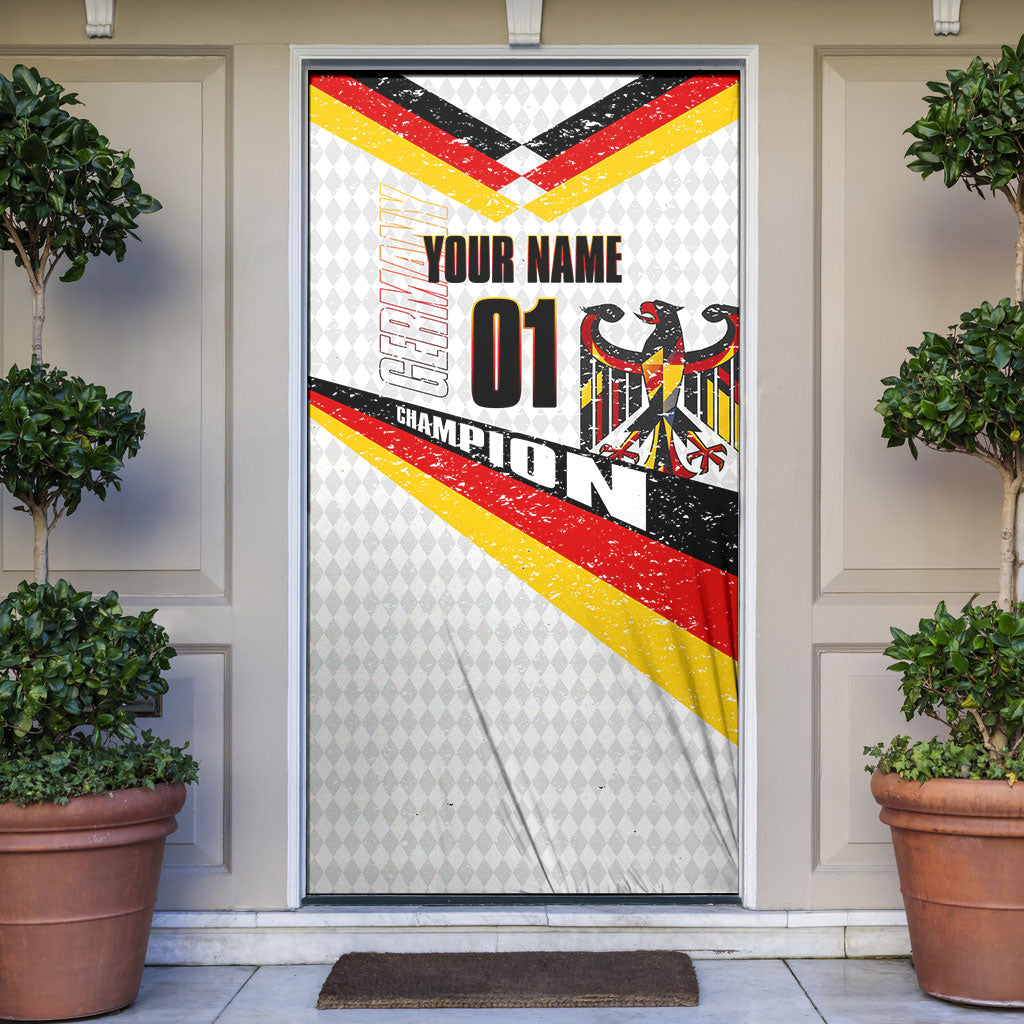 Personalized Germany Football Bear Mascot Door Cover Germany Flag Eagle Shield Distressed Comic Art