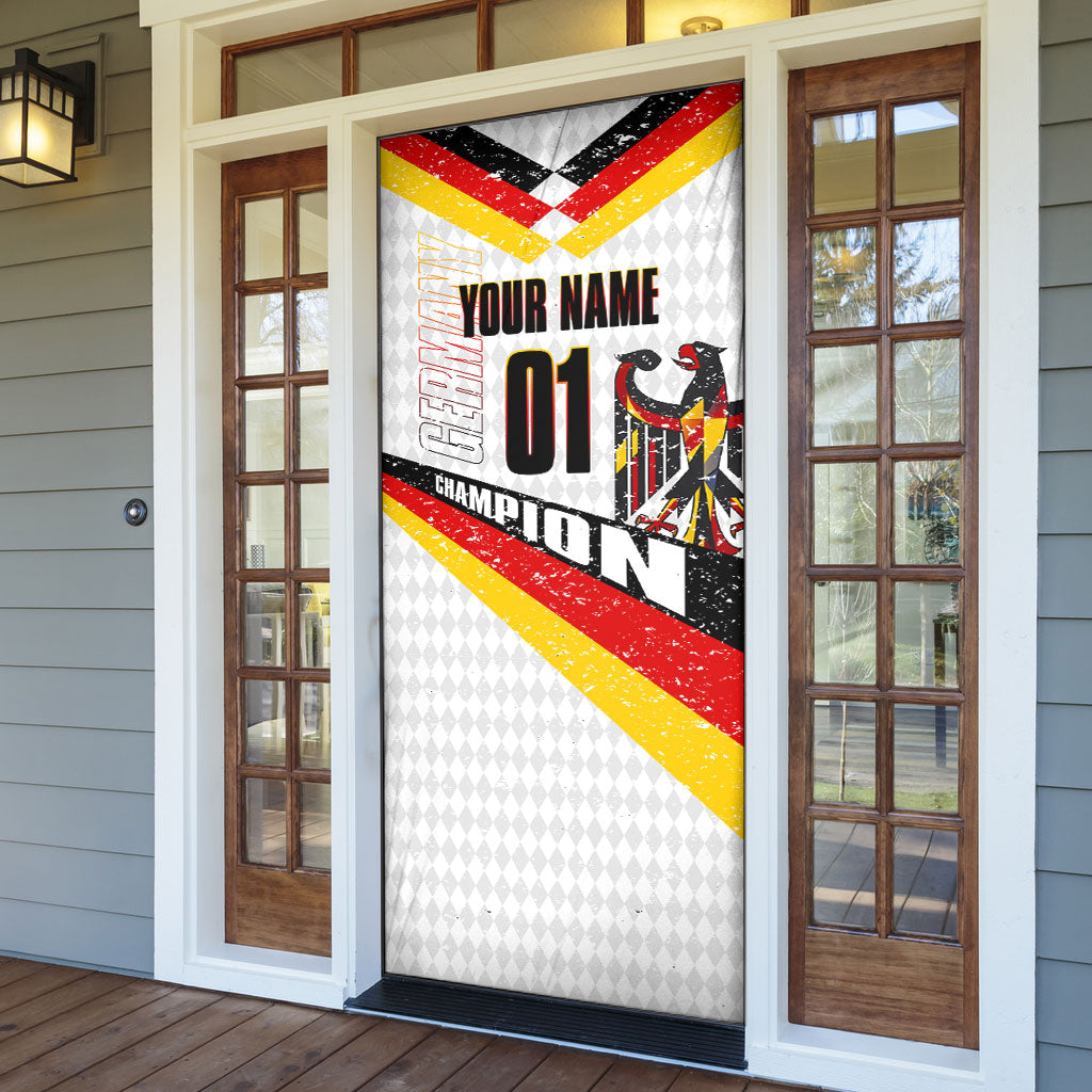 Personalized Germany Football Bear Mascot Door Cover Germany Flag Eagle Shield Distressed Comic Art