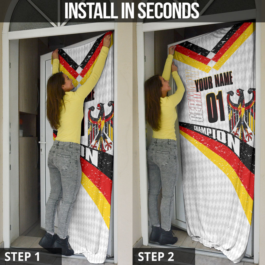 Personalized Germany Football Bear Mascot Door Cover Germany Flag Eagle Shield Distressed Comic Art