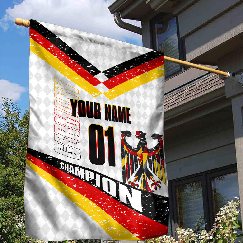 Personalized Germany Football Bear Mascot Garden Flag Germany Flag Eagle Shield Distressed Comic Art
