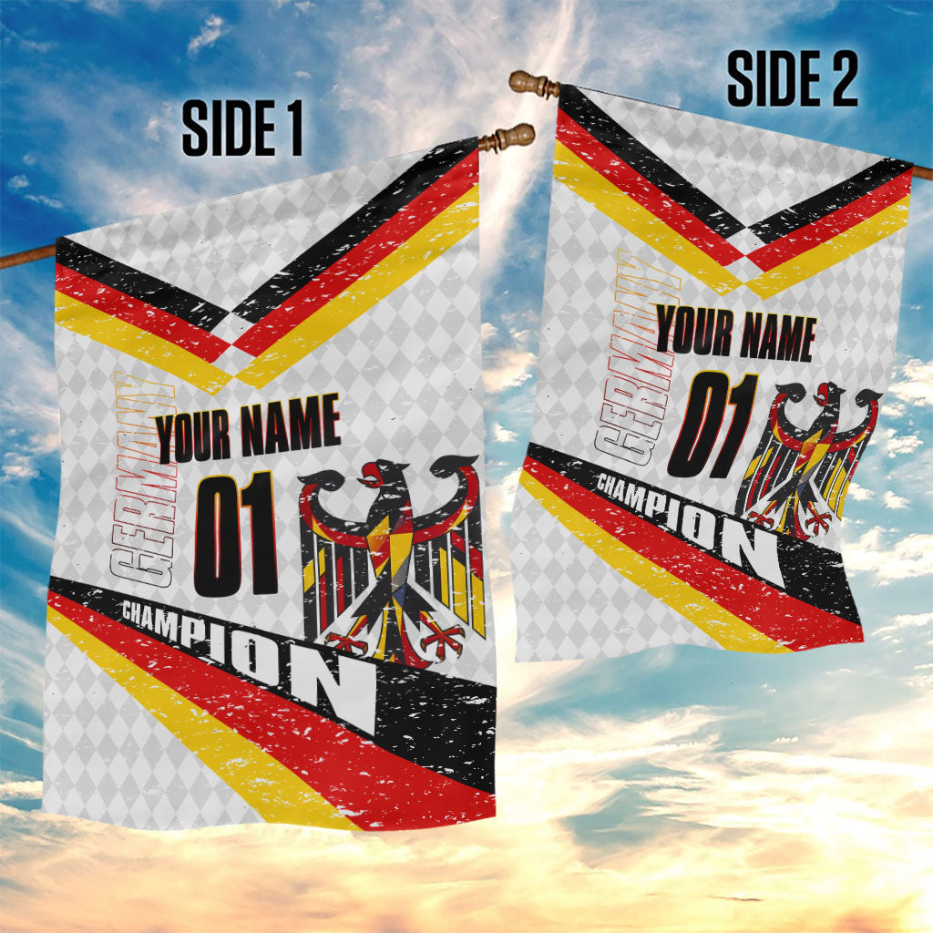 Personalized Germany Football Bear Mascot Garden Flag Germany Flag Eagle Shield Distressed Comic Art