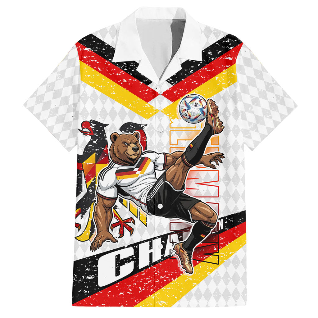 Personalized Germany Football Bear Mascot Hawaiian Shirt Germany Flag Eagle Shield Distressed Comic Art