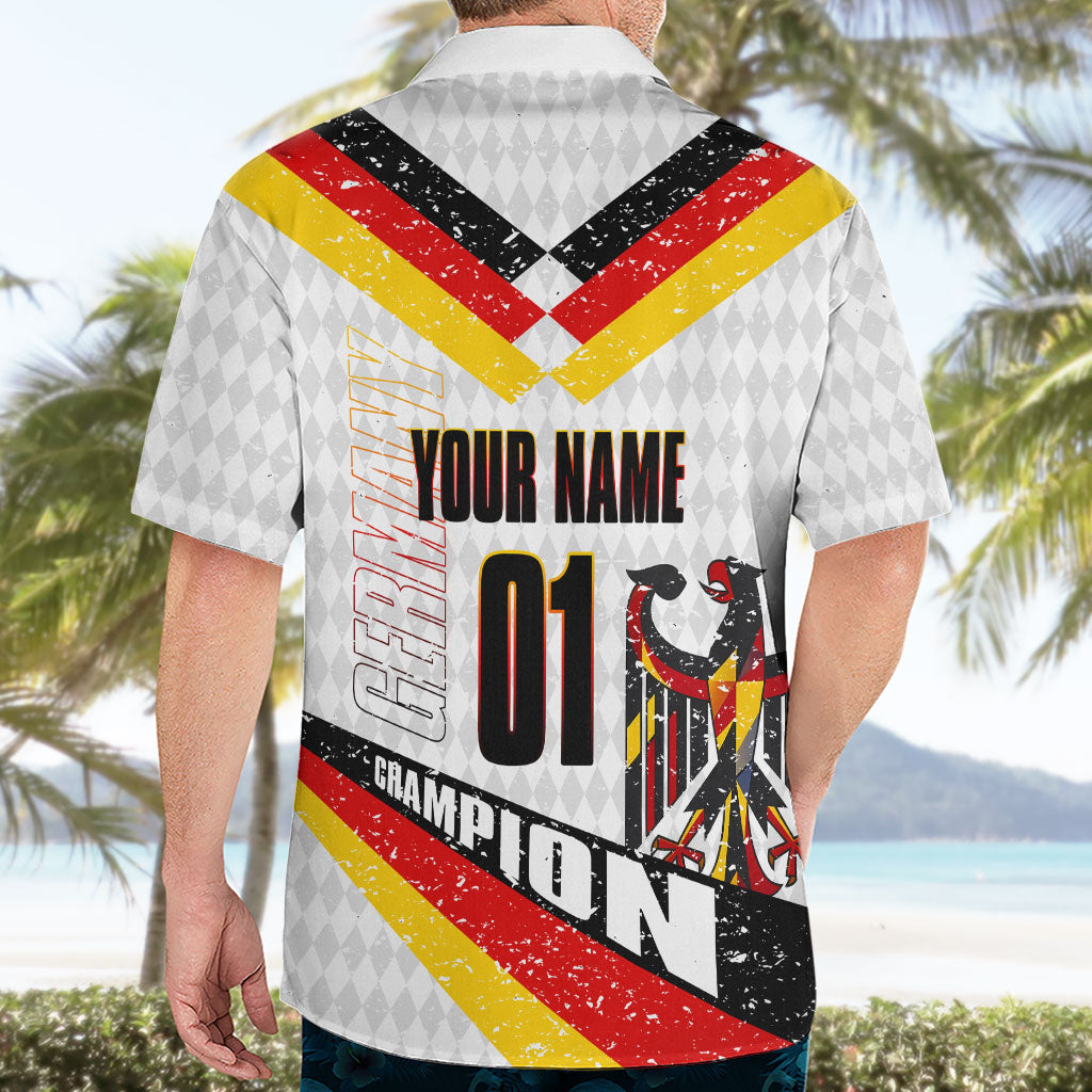 Personalized Germany Football Bear Mascot Hawaiian Shirt Germany Flag Eagle Shield Distressed Comic Art
