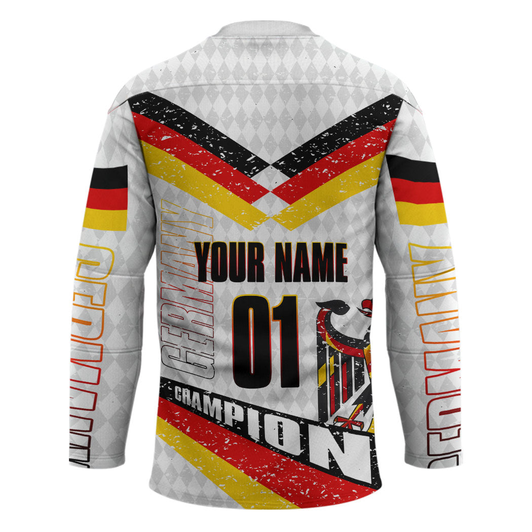 Personalized Germany Football Bear Mascot Hockey Jersey Germany Flag Eagle Shield Distressed Comic Art