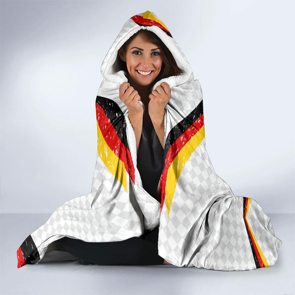 Personalized Germany Football Bear Mascot Hooded Blanket Germany Flag Eagle Shield Distressed Comic Art