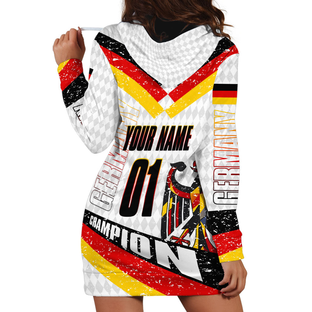 Personalized Germany Football Bear Mascot Hoodie Dress Germany Flag Eagle Shield Distressed Comic Art