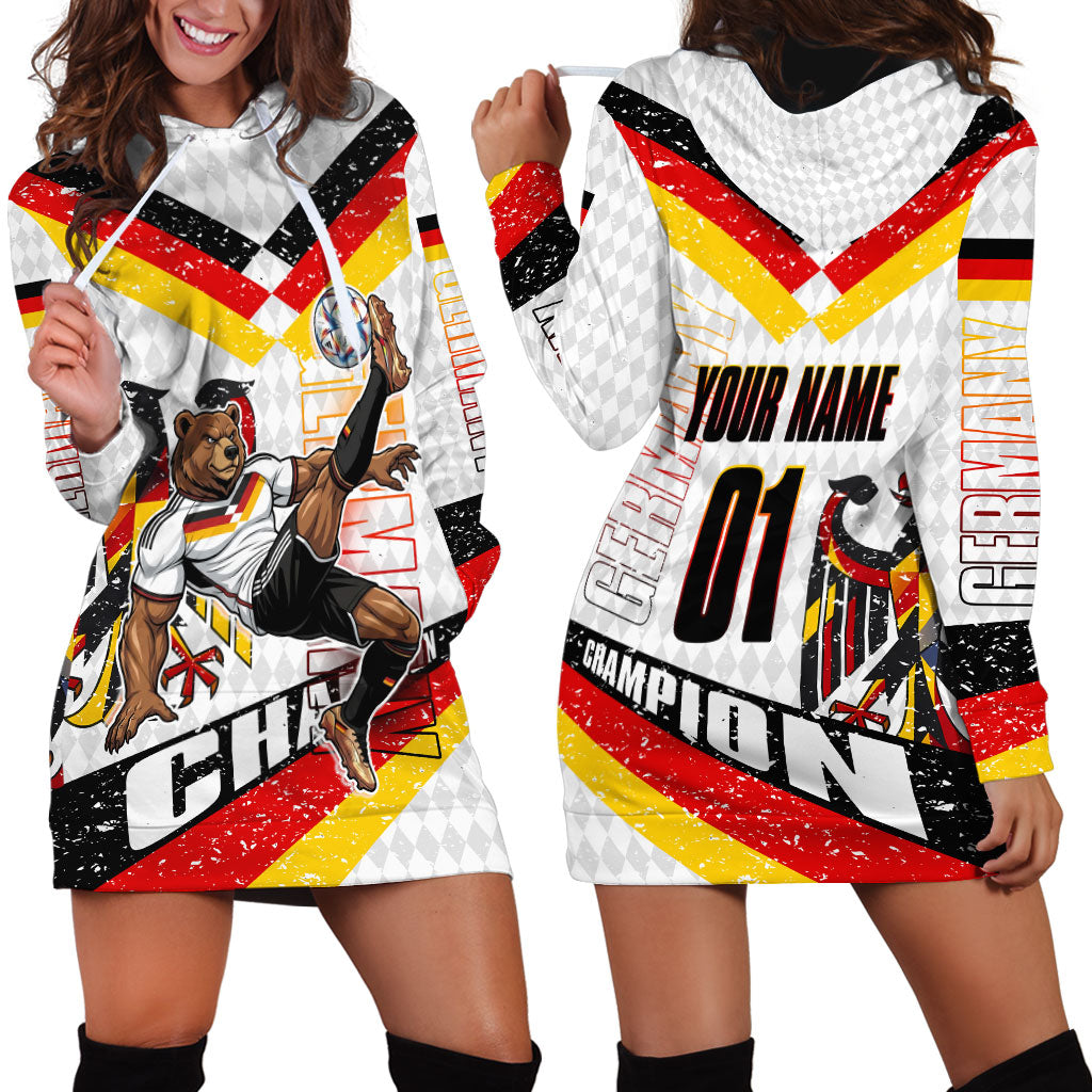 Personalized Germany Football Bear Mascot Hoodie Dress Germany Flag Eagle Shield Distressed Comic Art