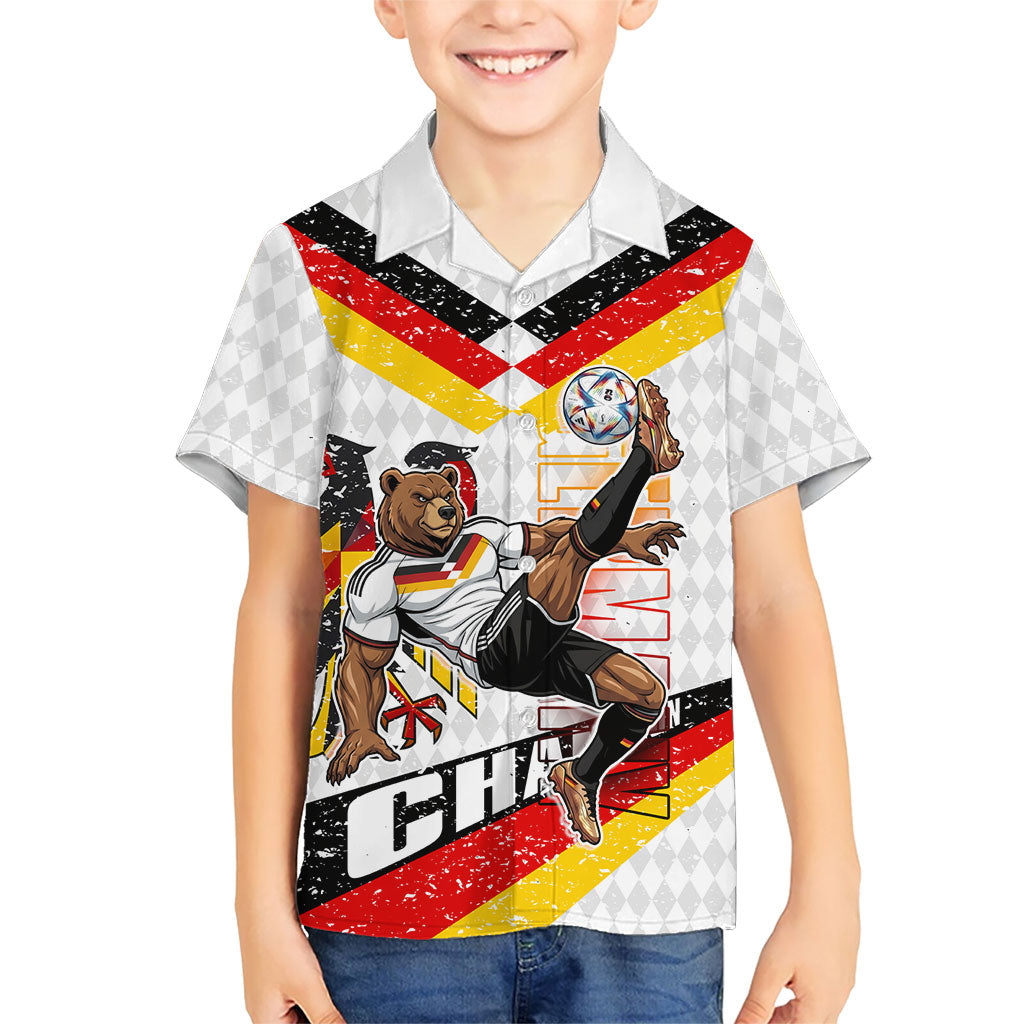 Personalized Germany Football Bear Mascot Kid Hawaiian Shirt Germany Flag Eagle Shield Distressed Comic Art