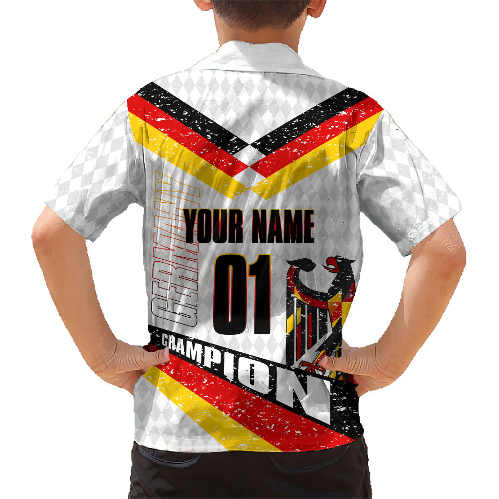Personalized Germany Football Bear Mascot Kid Hawaiian Shirt Germany Flag Eagle Shield Distressed Comic Art