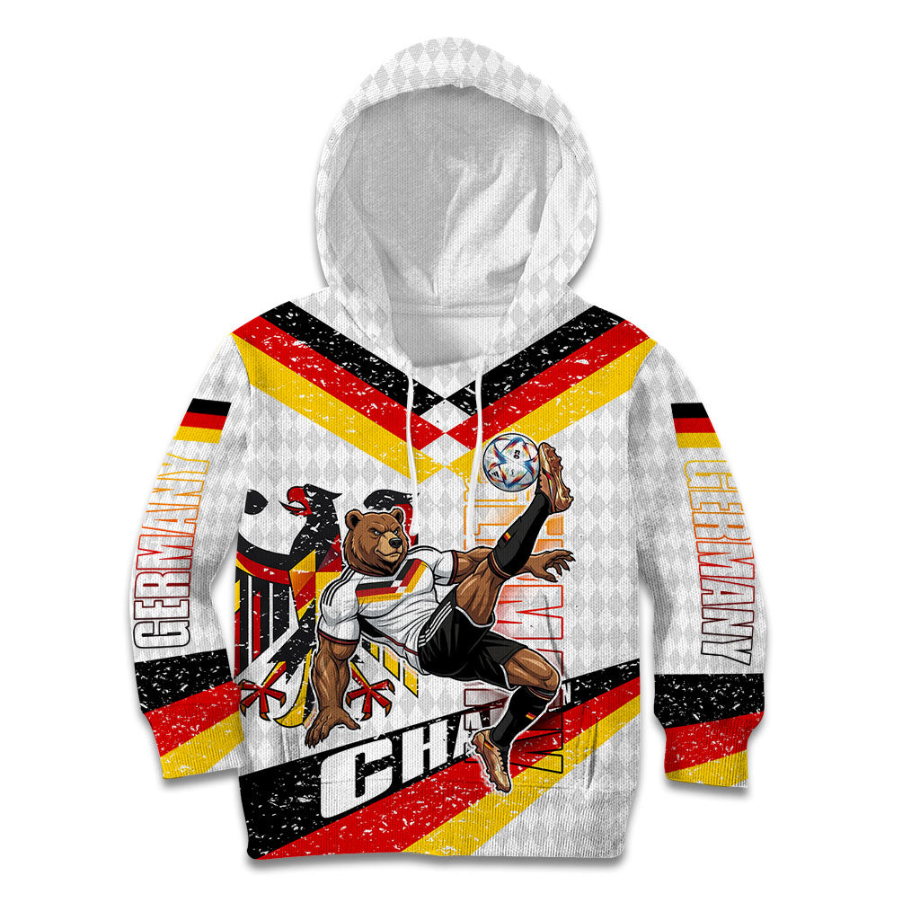 Personalized Germany Football Bear Mascot Kid Hoodie Germany Flag Eagle Shield Distressed Comic Art