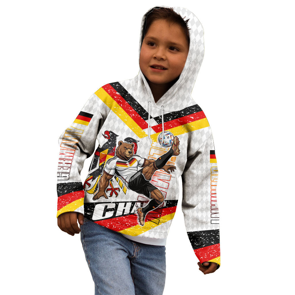 Personalized Germany Football Bear Mascot Kid Hoodie Germany Flag Eagle Shield Distressed Comic Art