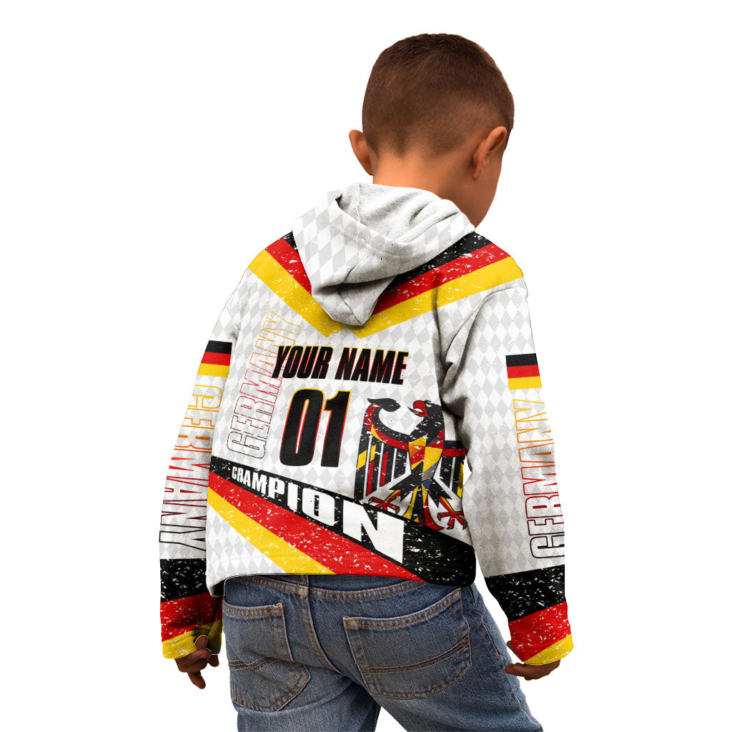 Personalized Germany Football Bear Mascot Kid Hoodie Germany Flag Eagle Shield Distressed Comic Art