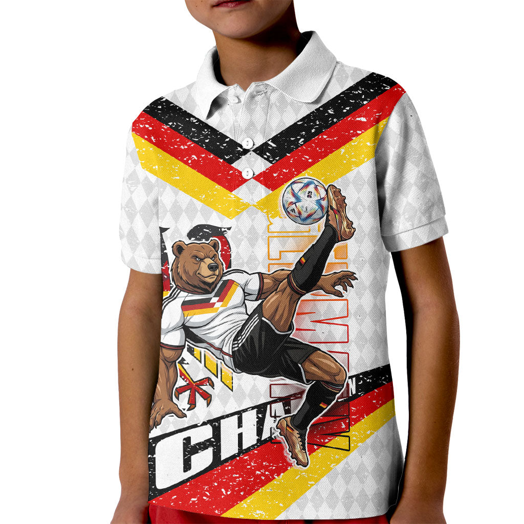 Personalized Germany Football Bear Mascot Kid Polo Shirt Germany Flag Eagle Shield Distressed Comic Art
