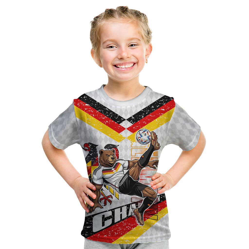 Personalized Germany Football Bear Mascot Kid T Shirt Germany Flag Eagle Shield Distressed Comic Art