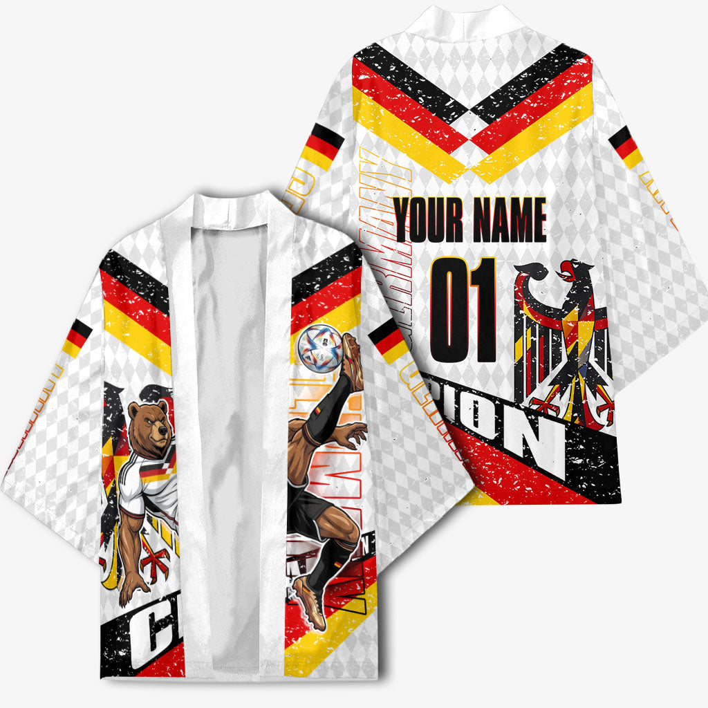 Personalized Germany Football Bear Mascot Kimono Germany Flag Eagle Shield Distressed Comic Art