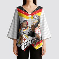 Personalized Germany Football Bear Mascot Kimono Sleeve Blouse Germany Flag Eagle Shield Distressed Comic Art