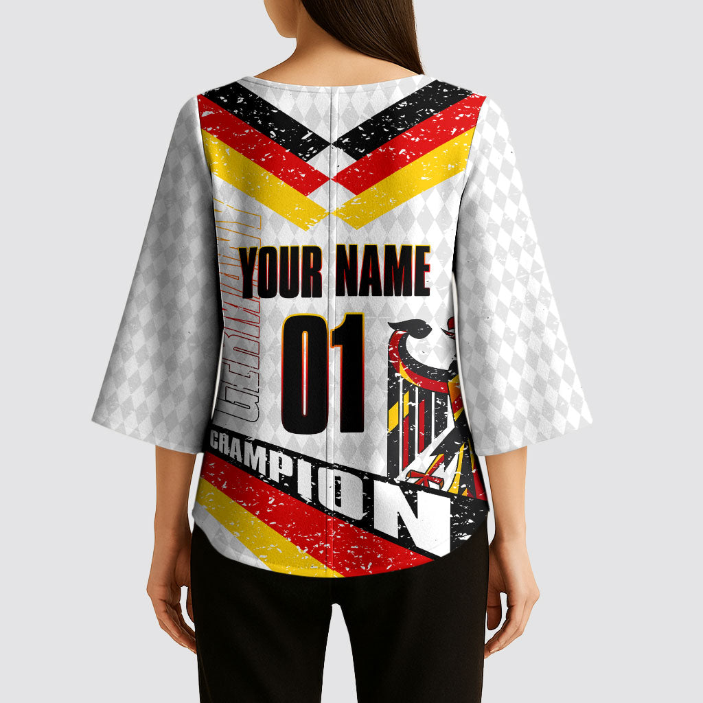Personalized Germany Football Bear Mascot Kimono Sleeve Blouse Germany Flag Eagle Shield Distressed Comic Art
