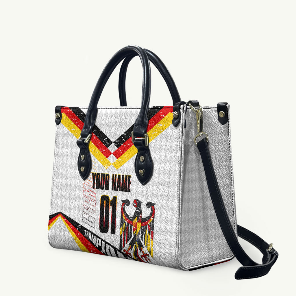 Personalized Germany Football Bear Mascot Leather Bag Germany Flag Eagle Shield Distressed Comic Art