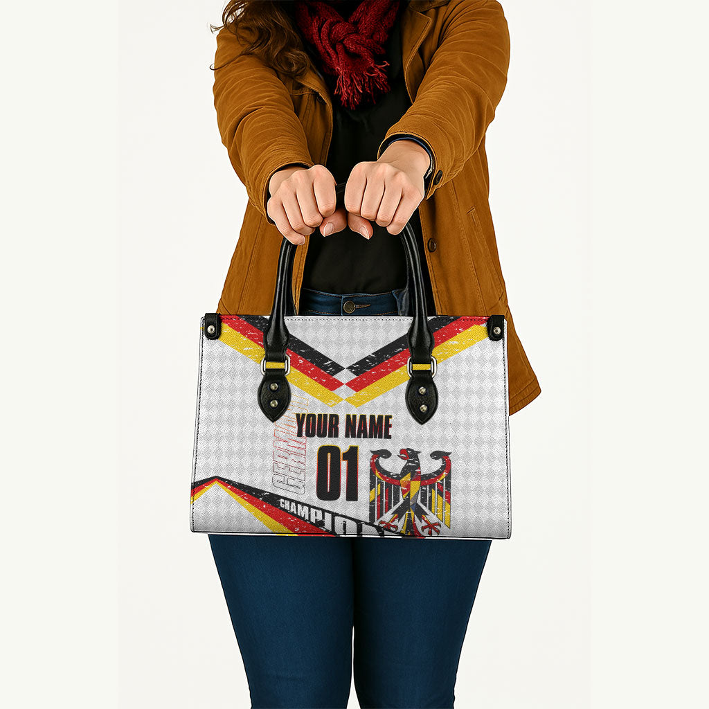 Personalized Germany Football Bear Mascot Leather Bag Germany Flag Eagle Shield Distressed Comic Art