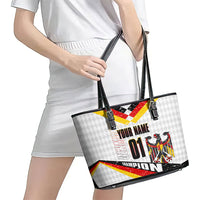 Personalized Germany Football Bear Mascot Leather Tote Bag Germany Flag Eagle Shield Distressed Comic Art