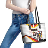 Personalized Germany Football Bear Mascot Leather Tote Bag Germany Flag Eagle Shield Distressed Comic Art