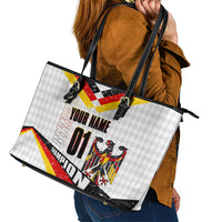 Personalized Germany Football Bear Mascot Leather Tote Bag Germany Flag Eagle Shield Distressed Comic Art