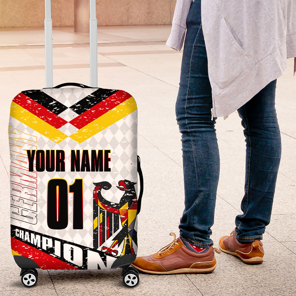 Personalized Germany Football Bear Mascot Luggage Cover Germany Flag Eagle Shield Distressed Comic Art