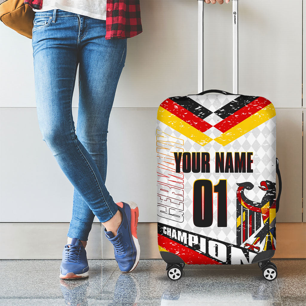 Personalized Germany Football Bear Mascot Luggage Cover Germany Flag Eagle Shield Distressed Comic Art
