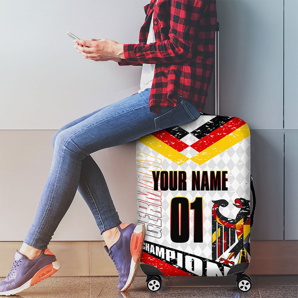Personalized Germany Football Bear Mascot Luggage Cover Germany Flag Eagle Shield Distressed Comic Art