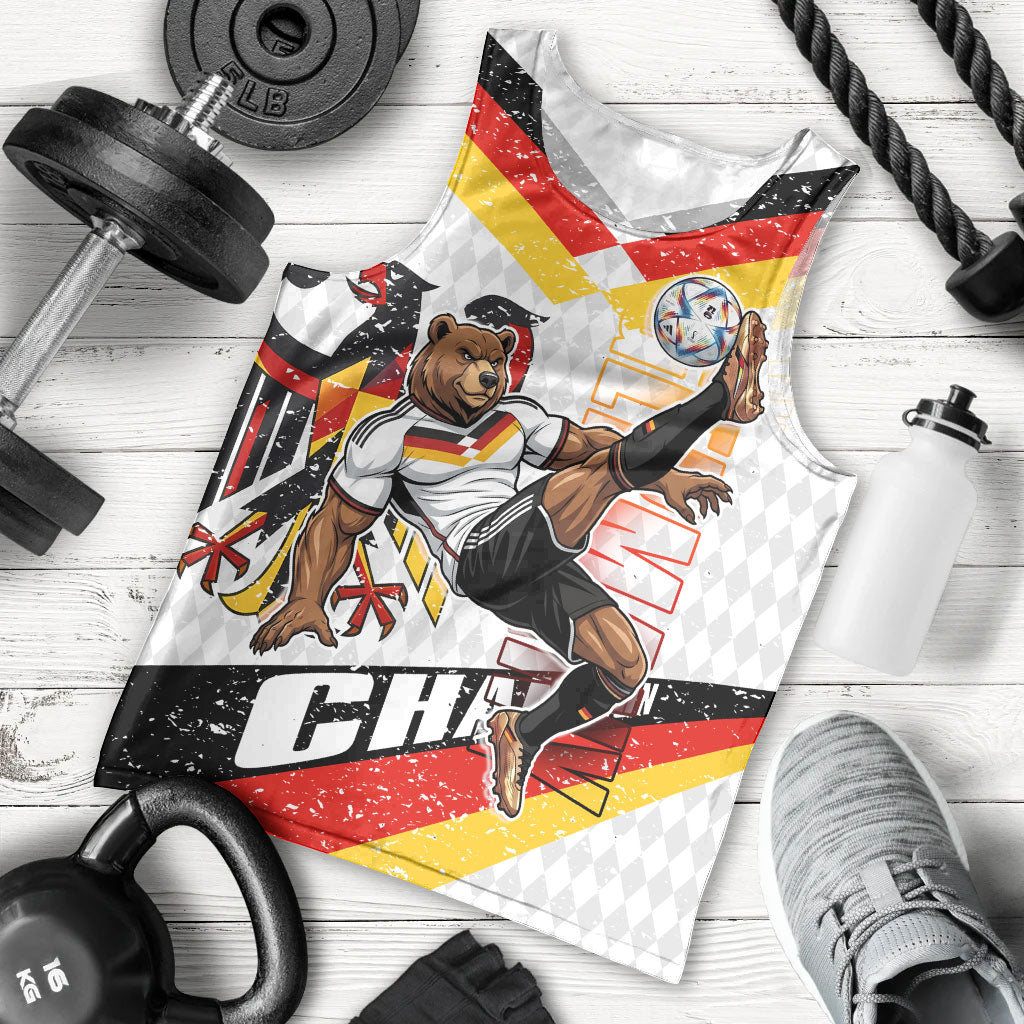Personalized Germany Football Bear Mascot Men Tank Top Germany Flag Eagle Shield Distressed Comic Art