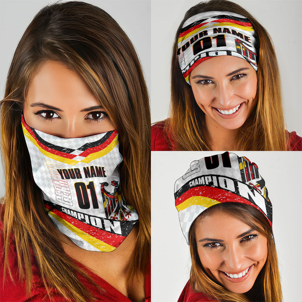 Personalized Germany Football Bear Mascot Neck Gaiter Germany Flag Eagle Shield Distressed Comic Art