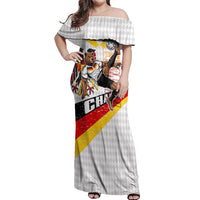 Personalized Germany Football Bear Mascot Off Shoulder Maxi Dress Germany Flag Eagle Shield Distressed Comic Art