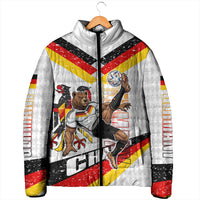 Personalized Germany Football Bear Mascot Padded Jacket Germany Flag Eagle Shield Distressed Comic Art