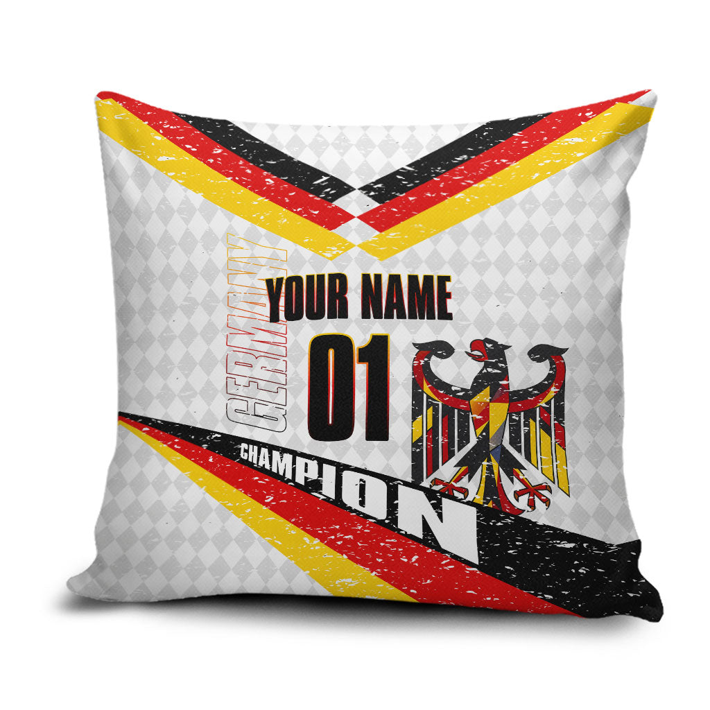Personalized Germany Football Bear Mascot Pillow Cover Germany Flag Eagle Shield Distressed Comic Art