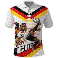 Personalized Germany Football Bear Mascot Polo Shirt Germany Flag Eagle Shield Distressed Comic Art