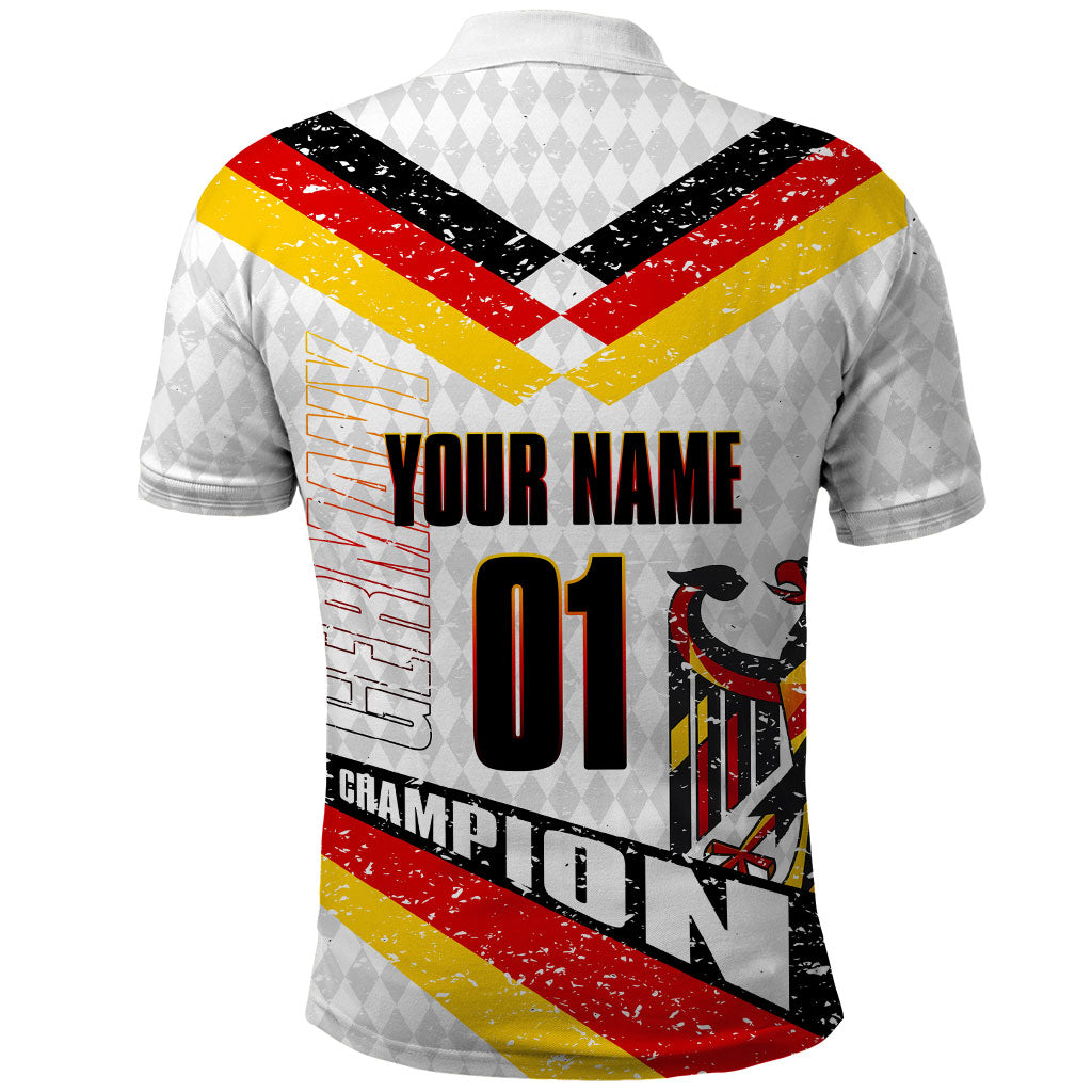 Personalized Germany Football Bear Mascot Polo Shirt Germany Flag Eagle Shield Distressed Comic Art