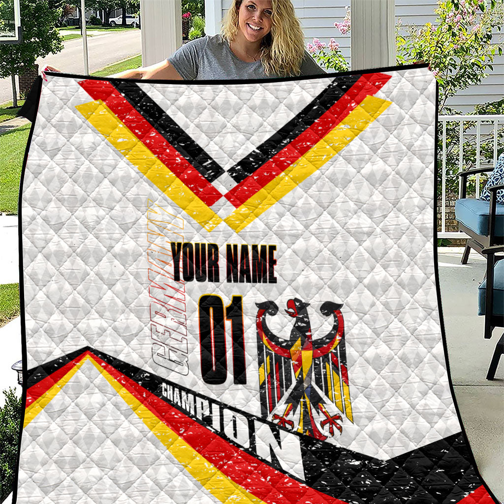 Personalized Germany Football Bear Mascot Quilt Germany Flag Eagle Shield Distressed Comic Art