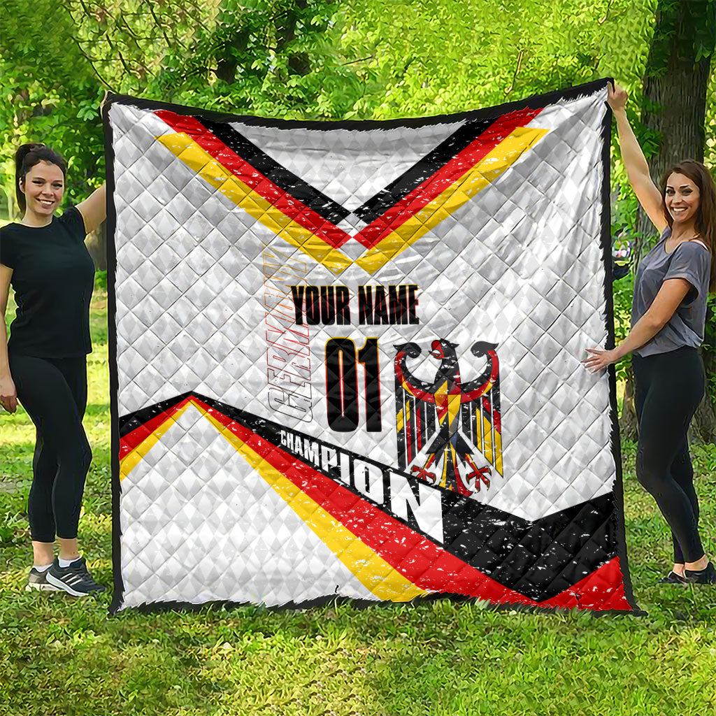 Personalized Germany Football Bear Mascot Quilt Germany Flag Eagle Shield Distressed Comic Art