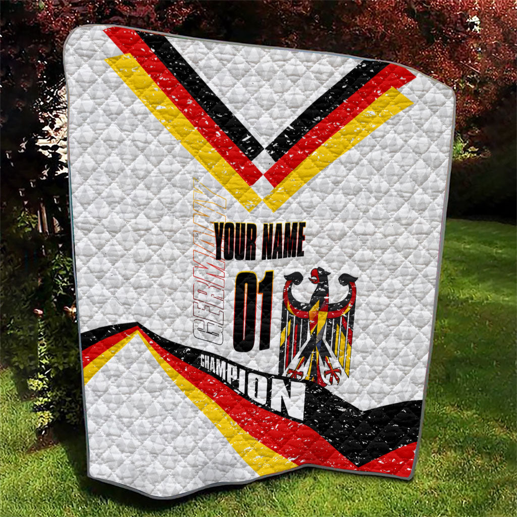 Personalized Germany Football Bear Mascot Quilt Germany Flag Eagle Shield Distressed Comic Art