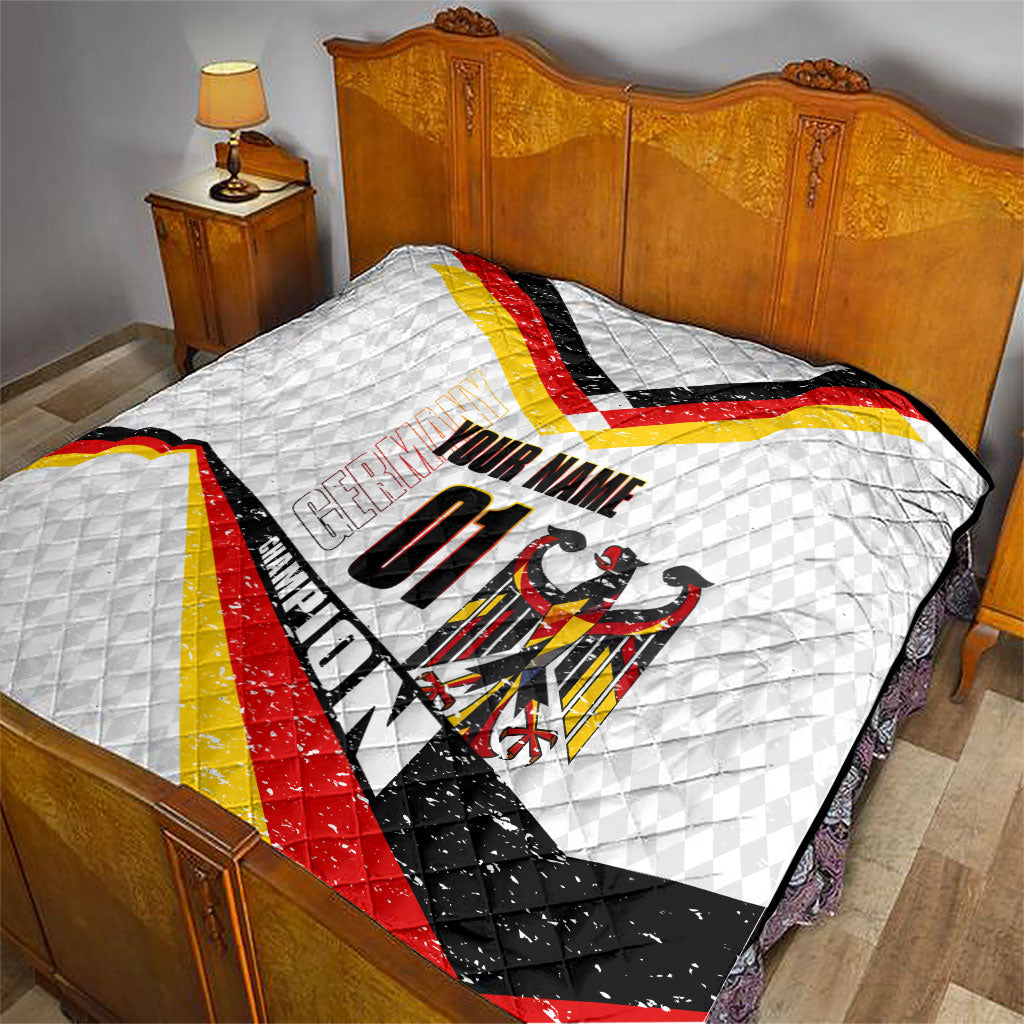 Personalized Germany Football Bear Mascot Quilt Germany Flag Eagle Shield Distressed Comic Art