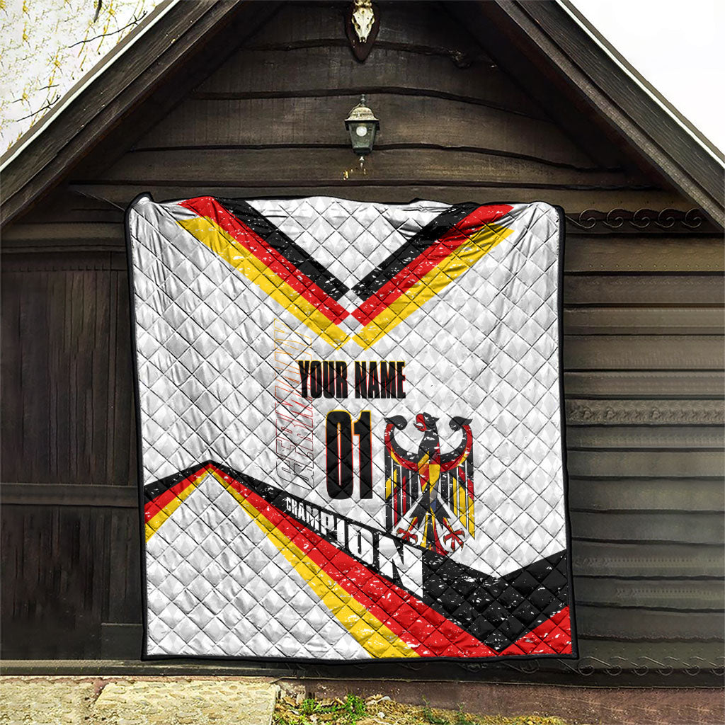 Personalized Germany Football Bear Mascot Quilt Germany Flag Eagle Shield Distressed Comic Art