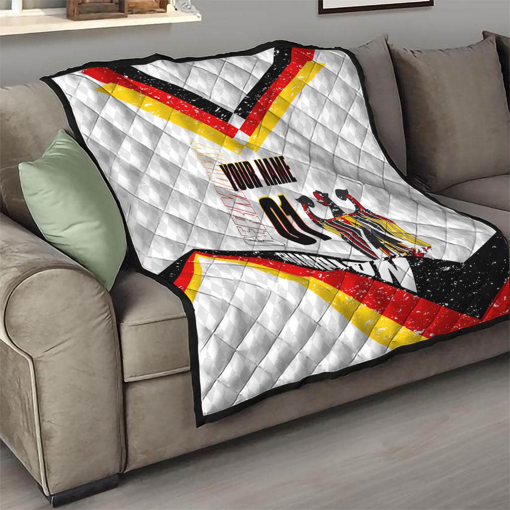 Personalized Germany Football Bear Mascot Quilt Germany Flag Eagle Shield Distressed Comic Art