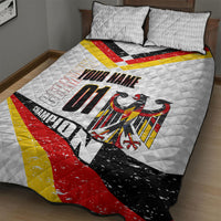 Personalized Germany Football Bear Mascot Quilt Bed Set Germany Flag Eagle Shield Distressed Comic Art
