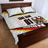 Personalized Germany Football Bear Mascot Quilt Bed Set Germany Flag Eagle Shield Distressed Comic Art