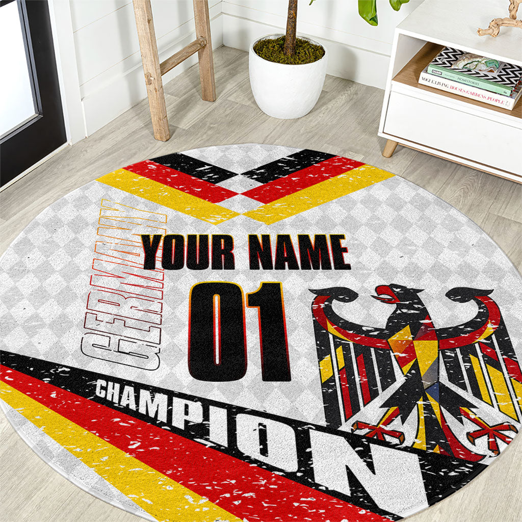 Personalized Germany Football Bear Mascot Round Carpet Germany Flag Eagle Shield Distressed Comic Art