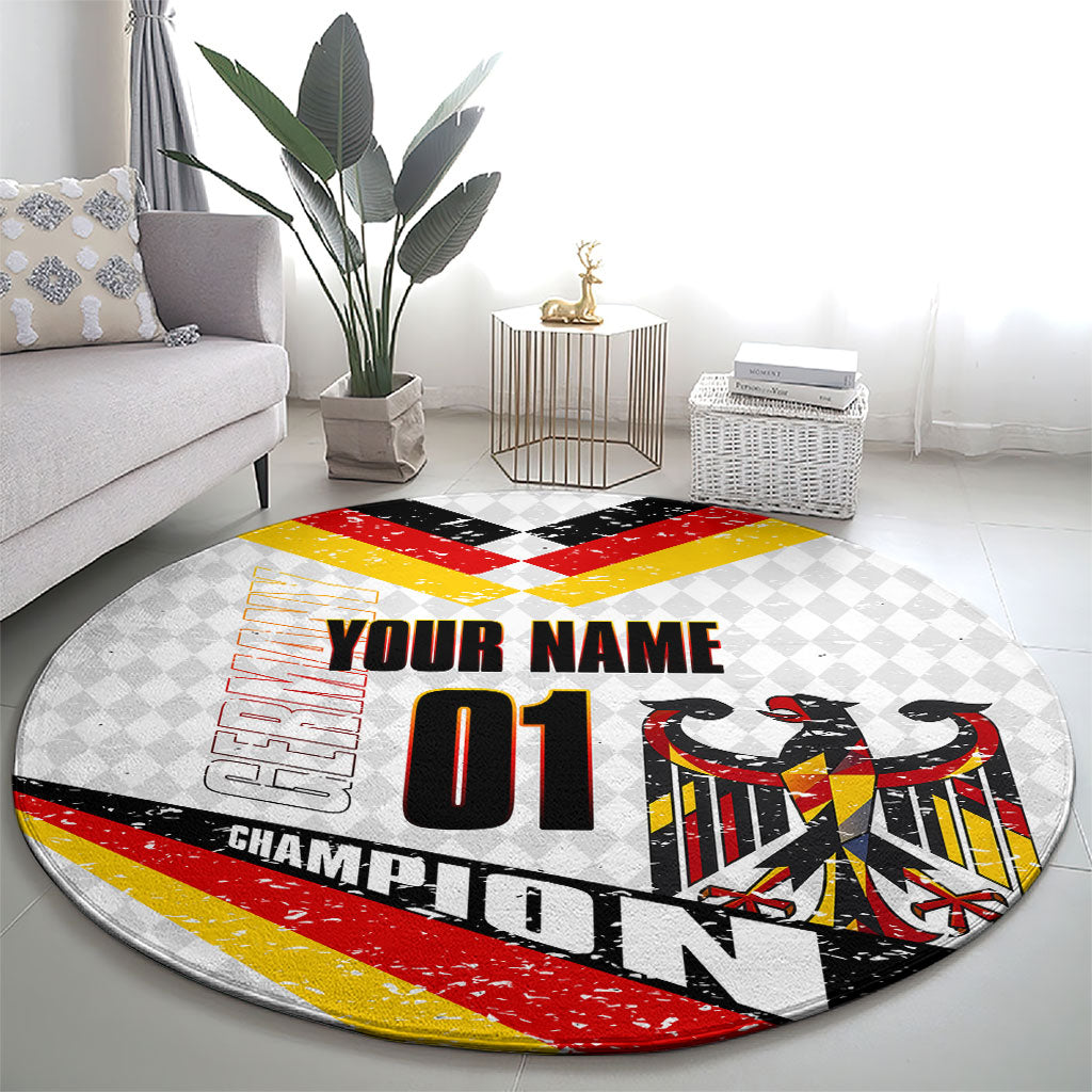 Personalized Germany Football Bear Mascot Round Carpet Germany Flag Eagle Shield Distressed Comic Art