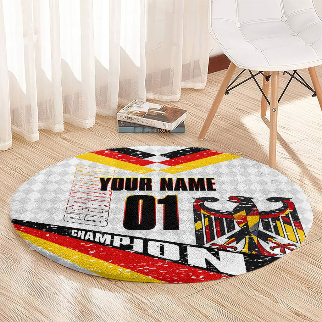 Personalized Germany Football Bear Mascot Round Carpet Germany Flag Eagle Shield Distressed Comic Art