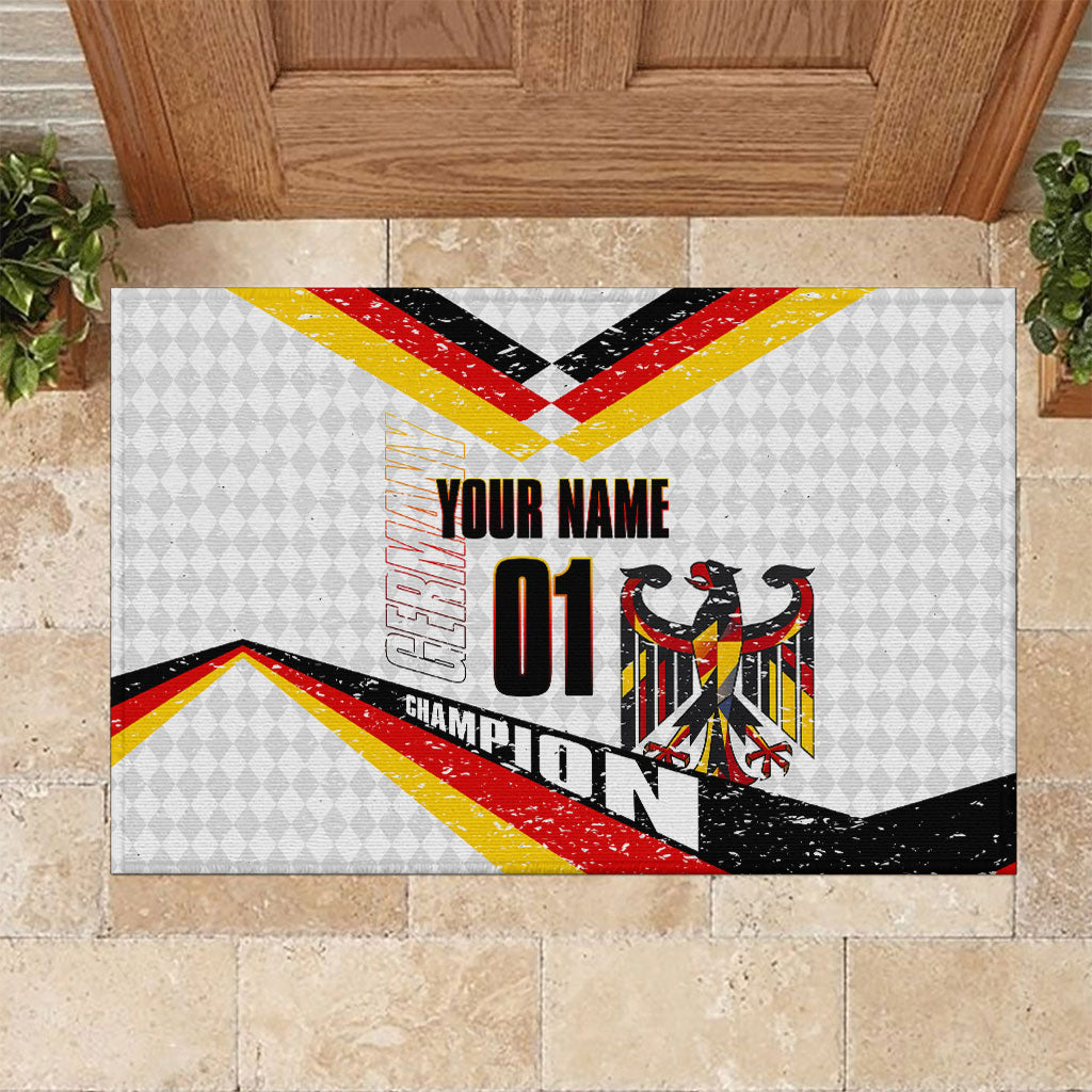 Personalized Germany Football Bear Mascot Rubber Doormat Germany Flag Eagle Shield Distressed Comic Art