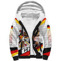 Personalized Germany Football Bear Mascot Sherpa Hoodie Germany Flag Eagle Shield Distressed Comic Art