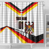 Personalized Germany Football Bear Mascot Shower Curtain Germany Flag Eagle Shield Distressed Comic Art